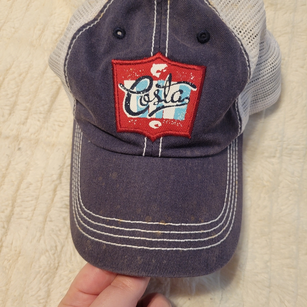 Costa Mud Splattered Blue and White Mesh Hat - Picture 9 of 9